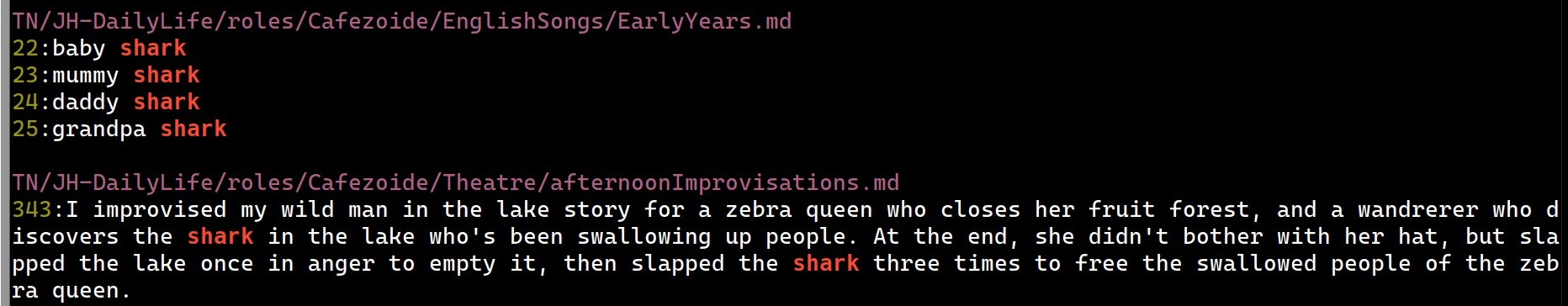 ripgrep for shark