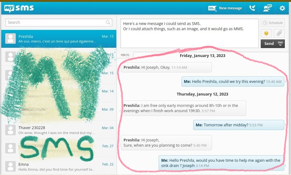 mysms in web browser
